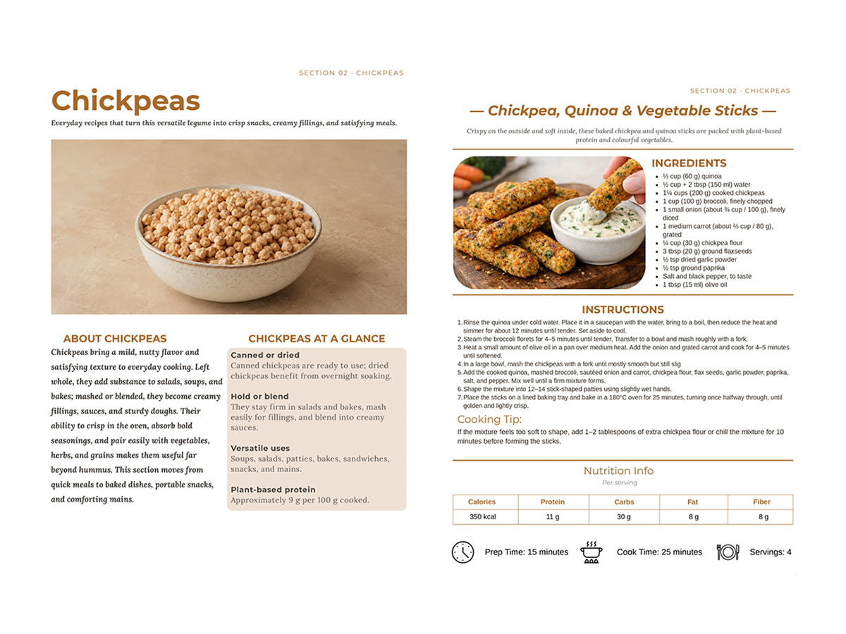 Simple Legumes cookbook recipe page shown on a tablet screen