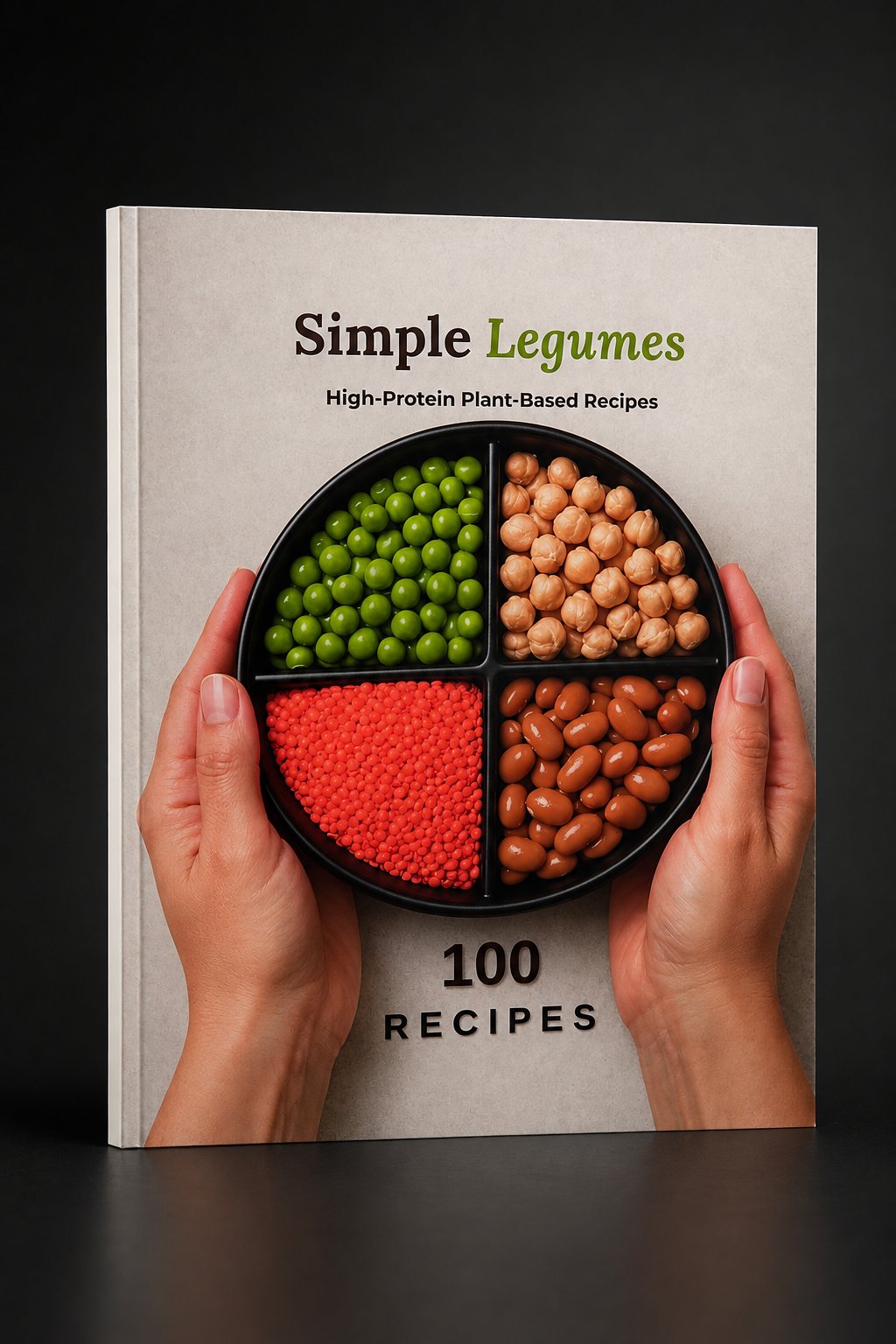 Simple Legumes paperback cookbook front cover, held in both hands