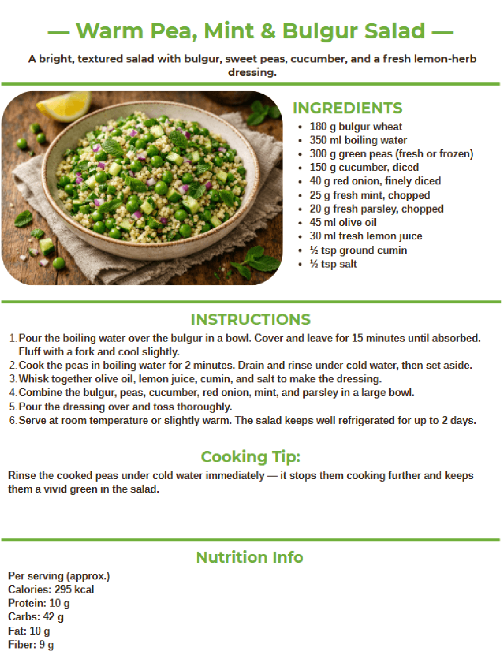 Green pea recipes